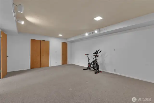Lower level has huge bonus room/space just next to the living room.  There are closets for ample storage.