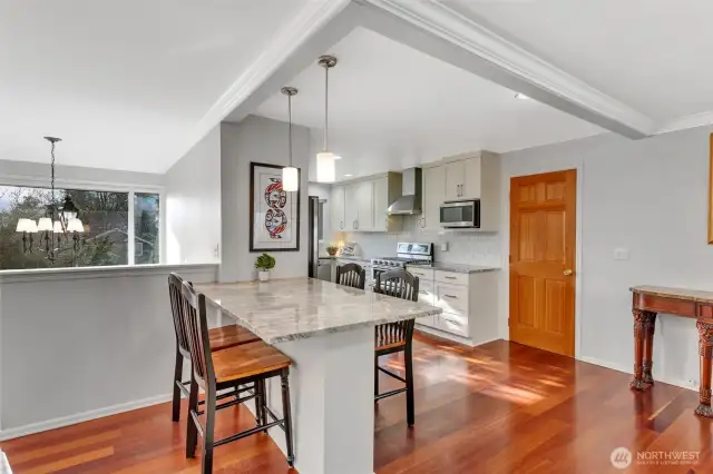 Gorgeous remodeled kitchen with west facing windows for abundant natural light.