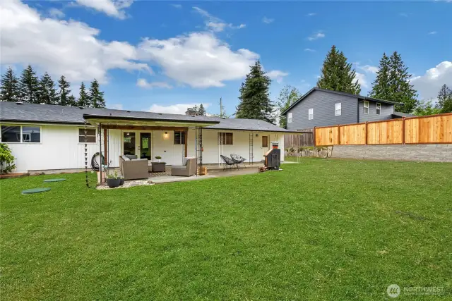 Covered Patio. Outdoor Living Space! New Fence & Retaining Wall