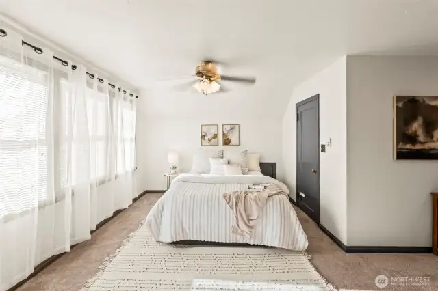 Oversized upper-level bedroom with great storage.
