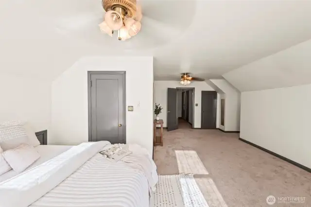 Two closets in this roomy upstairs bedroom.
