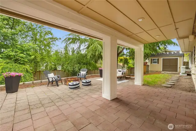 Large covered downstairs patio makes this outdoor extension usable all year long