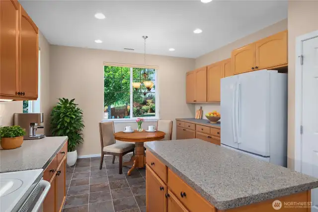 Lots of light in the kitchen with eating nook.