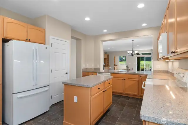 Lots of light in the kitchen with eating nook.