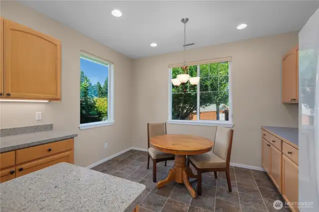 Lots of light in the kitchen with eating nook.