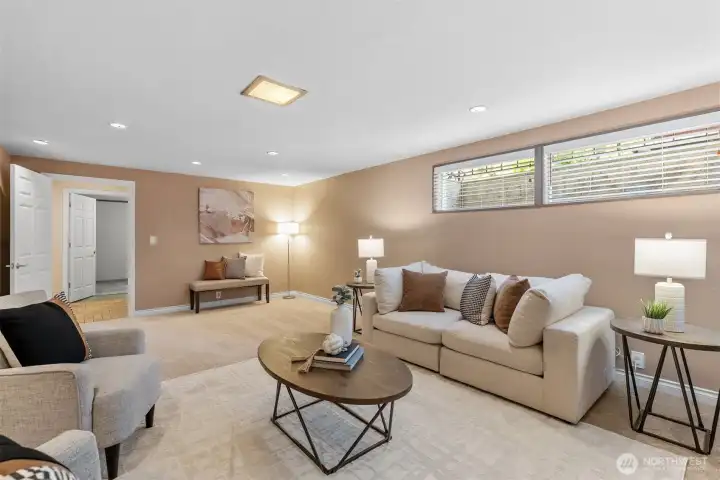 Lower level bonus room is huge! Three quarter bath on this level too.