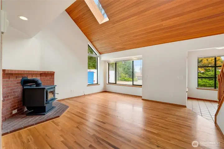 Rich Hardwoods, with Wood Ceiling Create a Lodge-Feel~