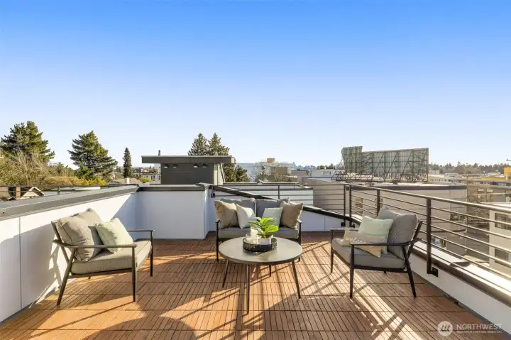 Spacious rooftop deck with wide open territorial views Spacious rooftop deck with wide open territorial views