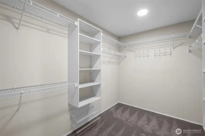 Walk-in closet in the primary suite