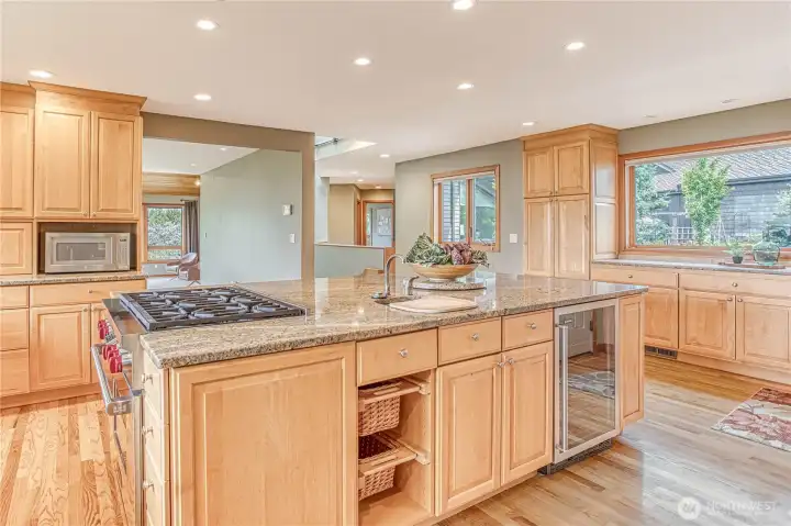 Wine fridge in huge kitchen island