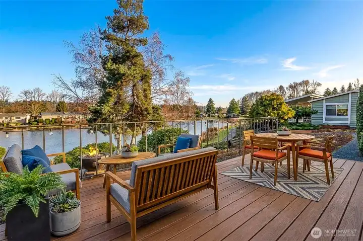 Front deck overlooking Reflection Lake - virtually staged