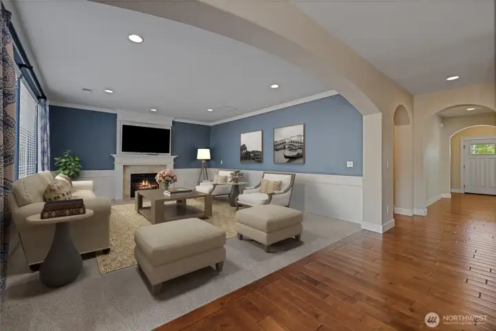 MAIN LIVING ROOM - VIRTUALLY STAGED , BRAND NEW CARPET