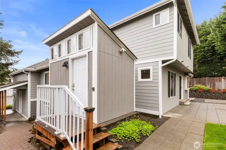 Finished shed has power and radiant heat in the floors for extra spot to work or create in peace.