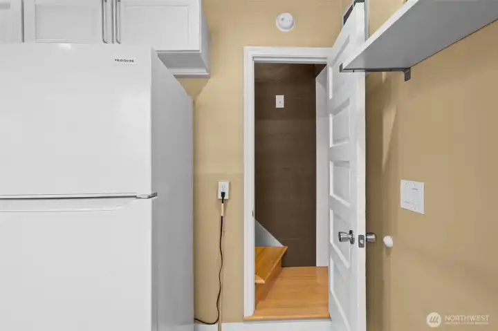 Entrance to upstairs and Laundry