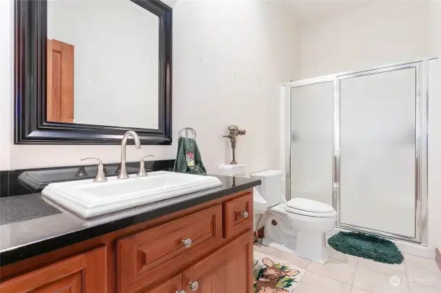 Of the many bathrooms in this home, this one comes with your own urinal.