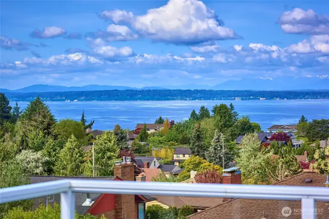 Morning Coffee overlooking Puget Sound and the Olympics.