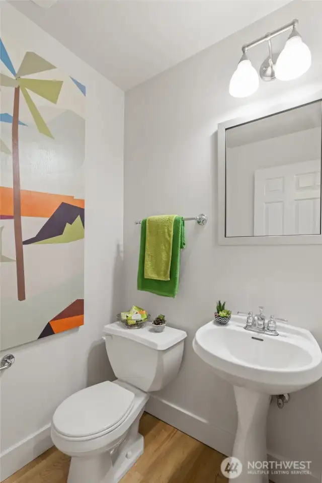 The guest bathroom feels spacious and welcoming.