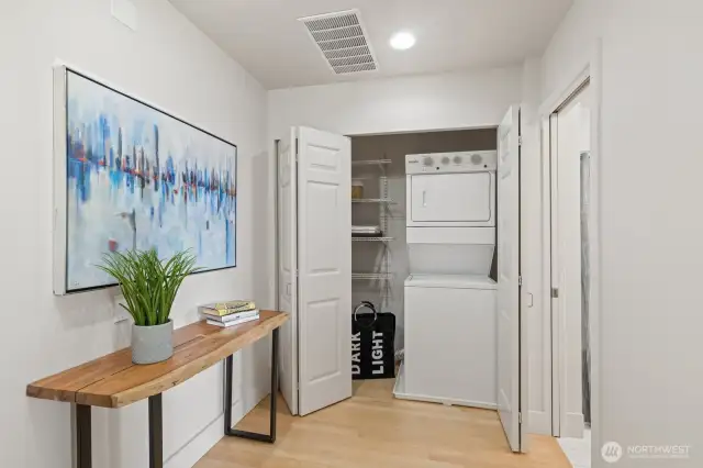 Easy and great laundry access from the upstairs hallway is ultra convenient.
