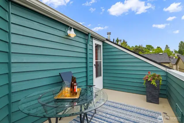 Once you've come to the roof, you won't want to leave! This is what it's all about! So private and sheltered, you'll feel like you're on top of the world and it's your secret!