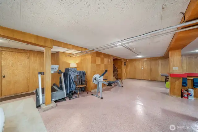 Walls of storage on lower level