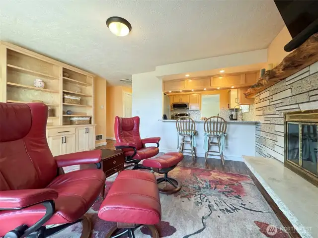 Family Room with Eating Bar off Kitchen