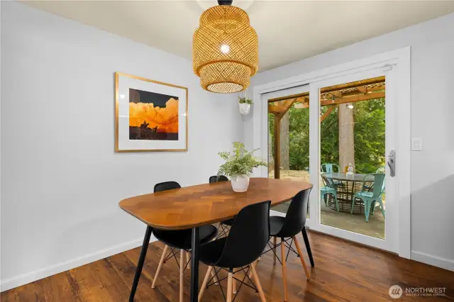 Large dining area with new flooring