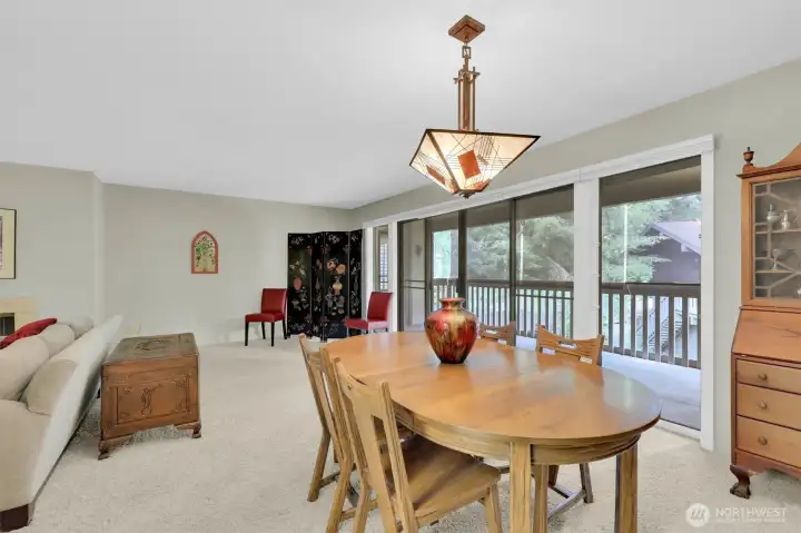 Dining area off living room and deck