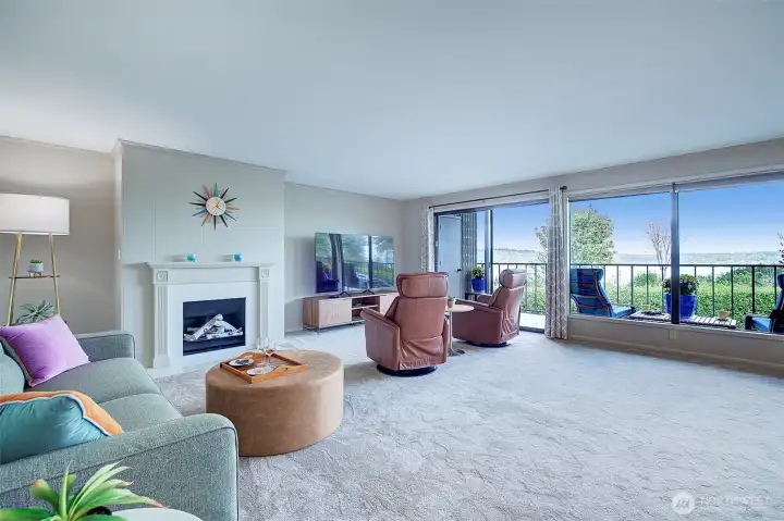 Gas fireplace anchors living room and makes for cozy evenings. Gas included in the HOA dues.