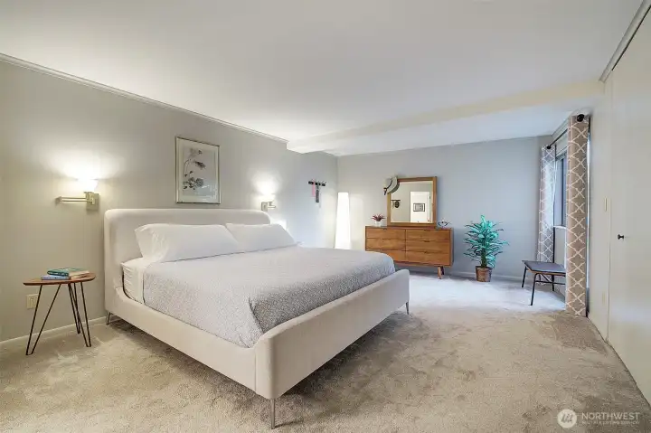 Primary suite is spacious and has tons of closet space.
