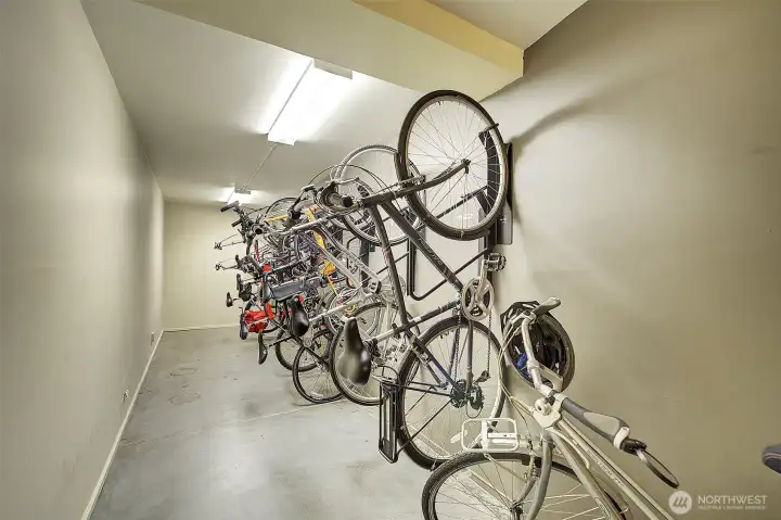 Main floor bike storage room. Burke-Gilman trail crosses this property so you can hit the trail in 1 minute!
