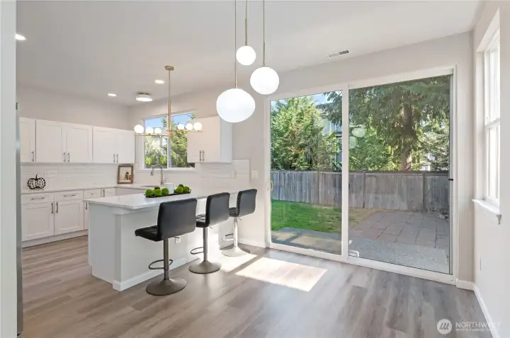 Modern kitchen featuring quartz countertops