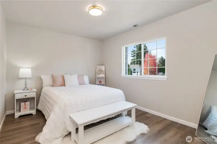 One of the bedrooms upstairs with a walk-in closet