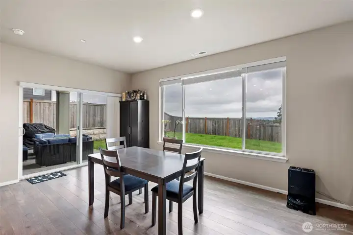 Dining room out to the covered patio to enjoy the view year round
