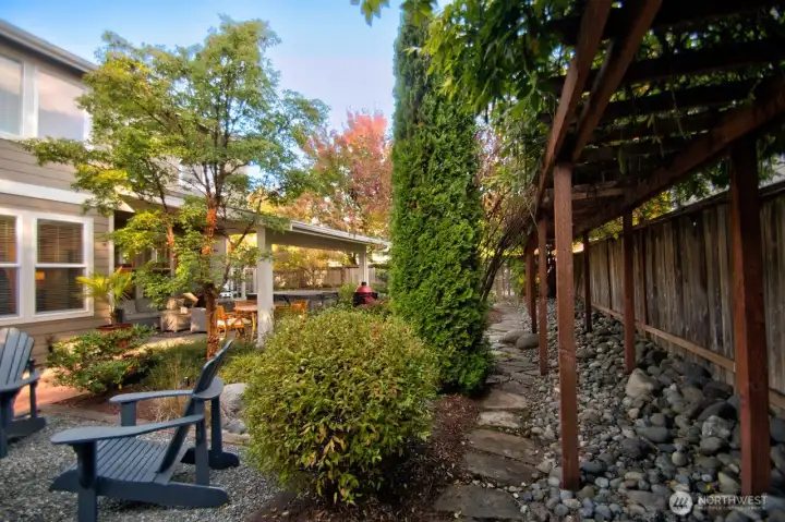 Beautiful, professionally landscaped back yard.