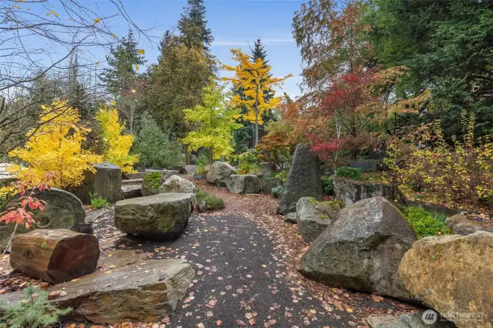 Extensive stone and landscape created by previous owner & professional landscape design-builder