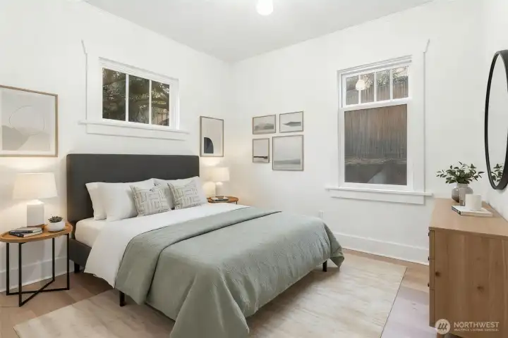 VIRTUALLY REMODELED and staged second bedroom.