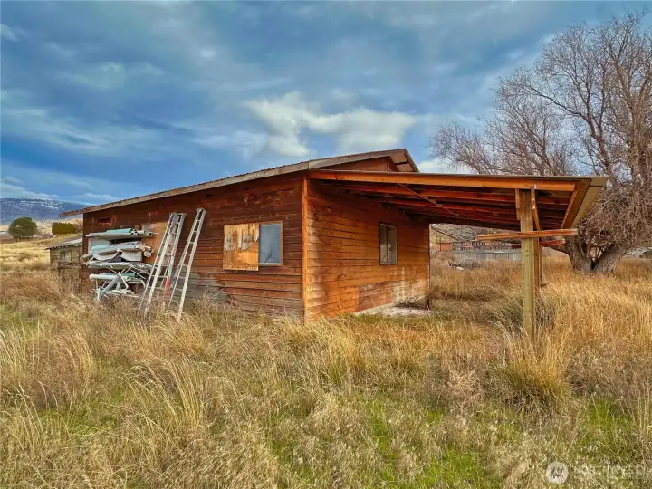 Side view of outbuilding