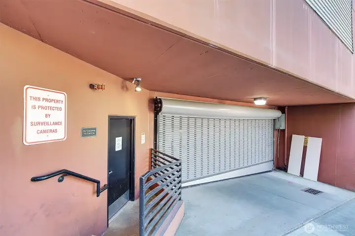 Secured parking garage.