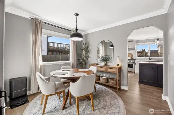 Inviting dining area with convenient access to the kitchen.