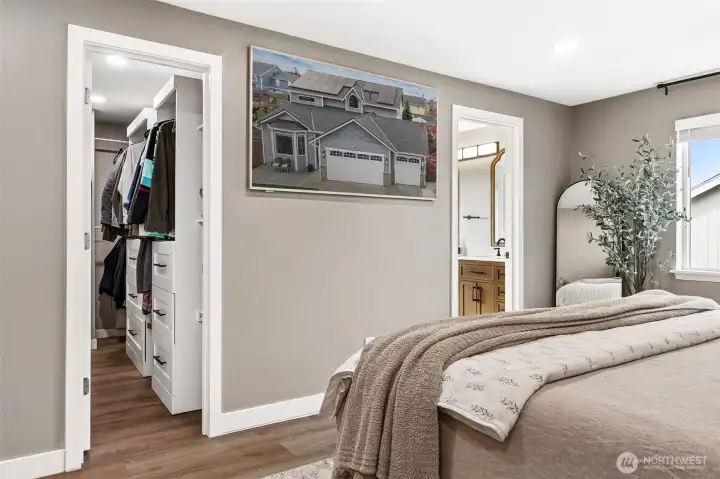 Custom walk-in closet in the primary suite.