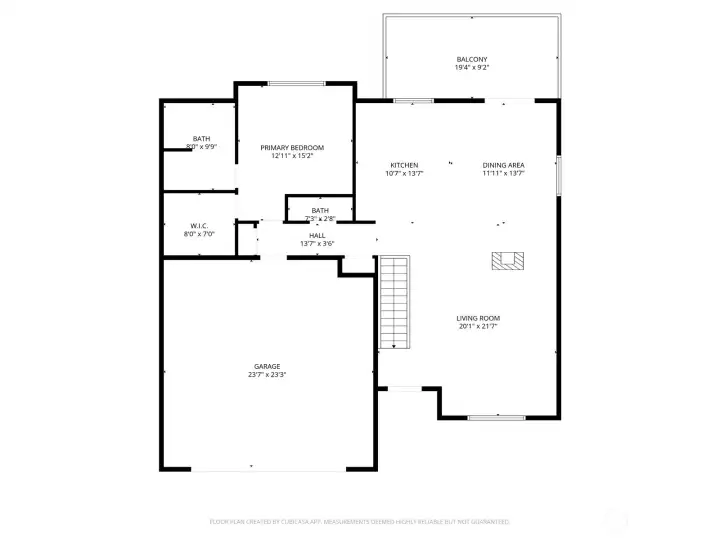Main level floor plan with approximate dimensions.