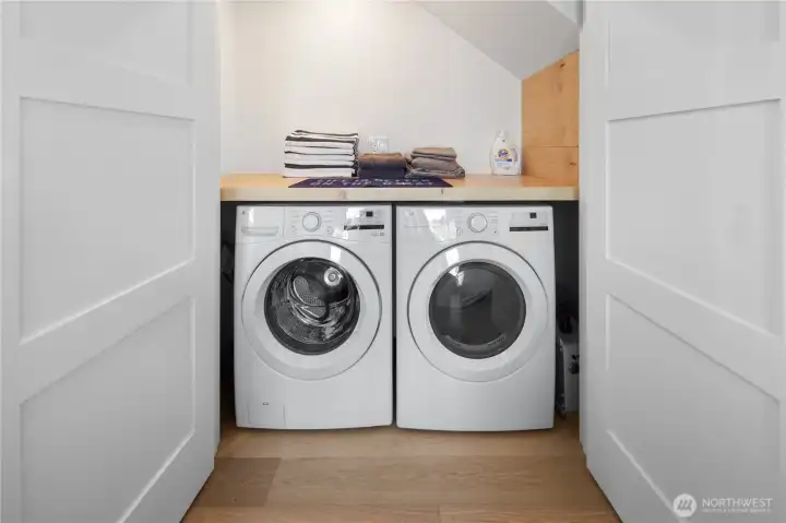 Full size washer and dryer.