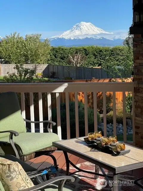 This is your view from the deck when the mountain is out.