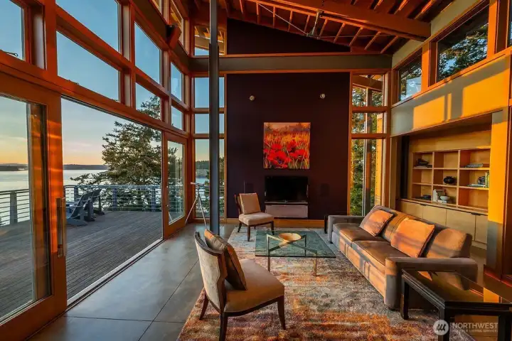 Living area in the golden hour.