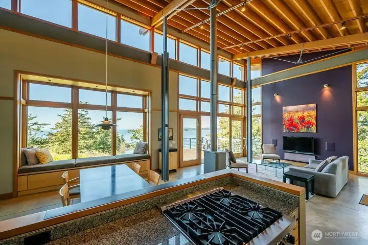 Looking out toward the view from the kitchen.