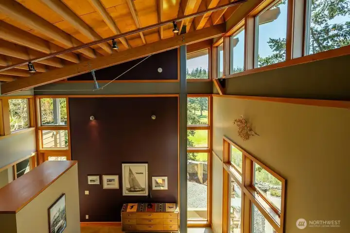 View from loft over primary bedroom.