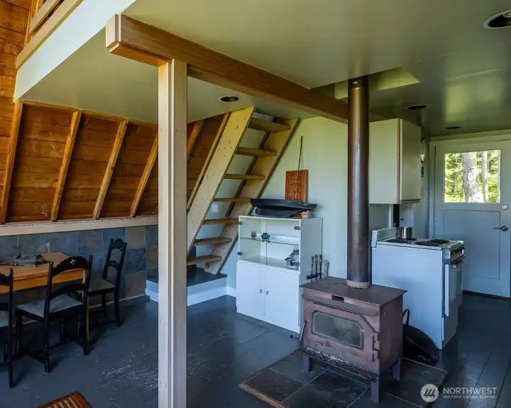 Interior of A-frame.