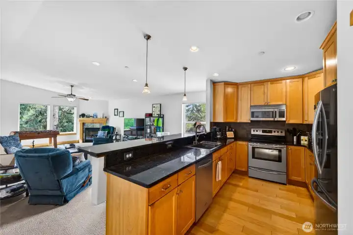 View looking towards the living and dining spaces.