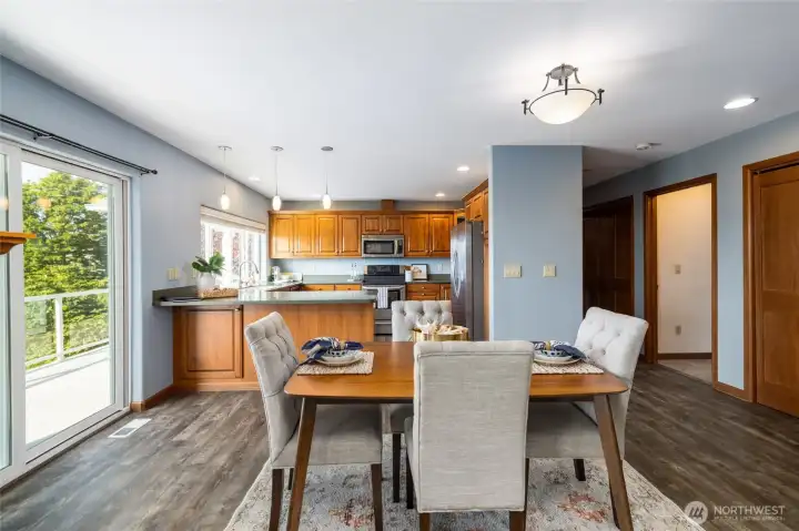 Open kitchen with eating space. Open kitchen with eating space.