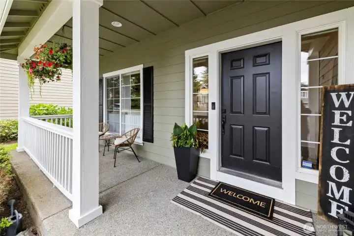 A welcoming covered front porch creates the perfect place to relax, visit with neighbors, or enjoy your morning coffee.